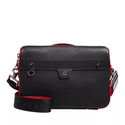 Christian Louboutin Ruisbuddy Messenger Bag Grained Calf Leather and Rubber Black/Red Camera Bag