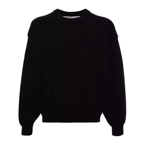 Alexander Wang Crochet-Logo Cotton-Blend Sweatshirt Black 