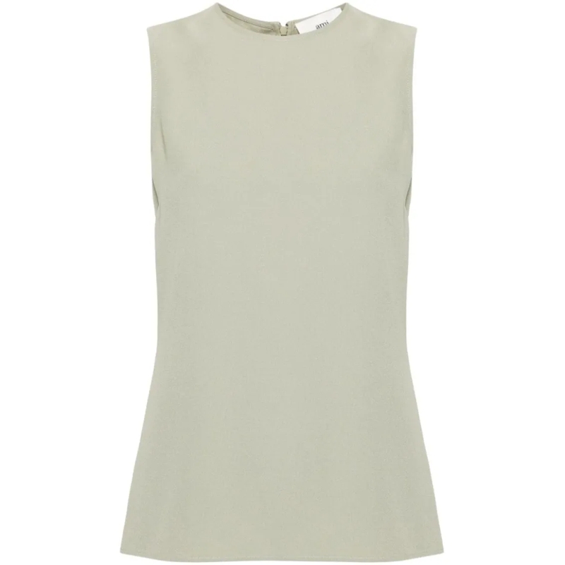 AMI Paris Bluse Sage Green Cady Texture Top Neutrals