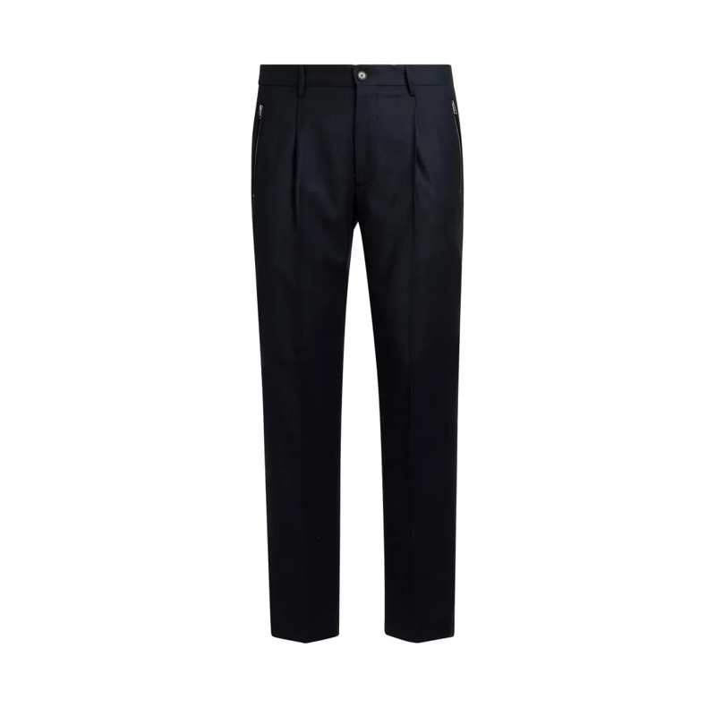 Etro Anzugshose Tailored Blue Wool Flannel Trousers Black