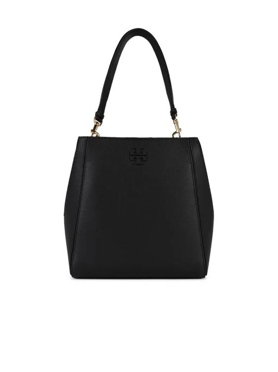 Tory Burch Shopper - %27Mcgraw%27 Black Leather Bucket Bag - Gr. unisize - in Schwarz - für Damen