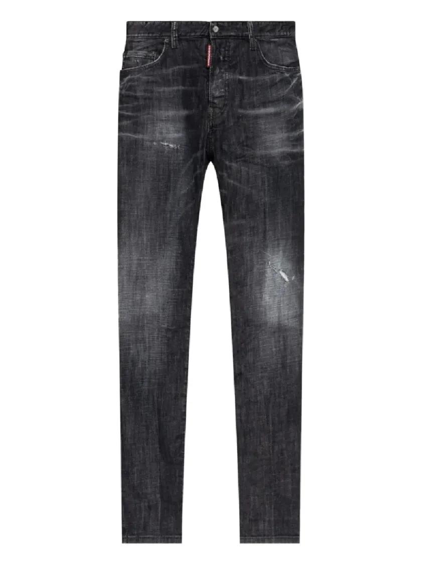 Thumbnail - Dsquared2 - Slim Fit Distressed Five-Pocket Jeans - Größe 46 - schwarz