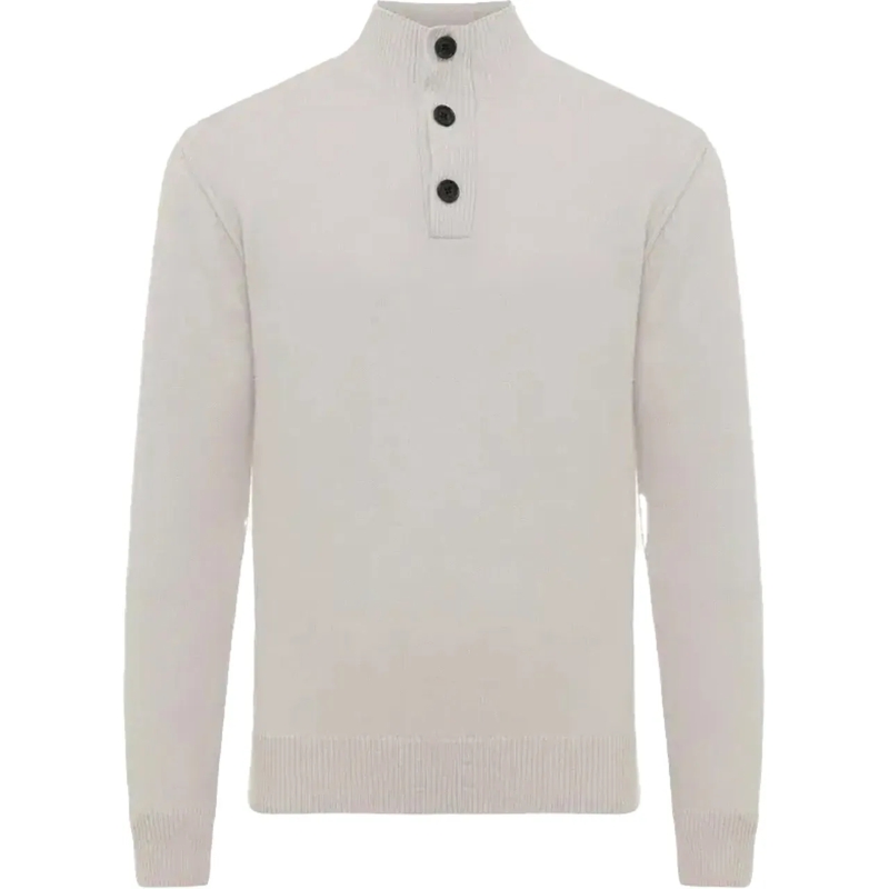 GENTI Pullover Turtleneck 3 Buttons Wol Off White weiß