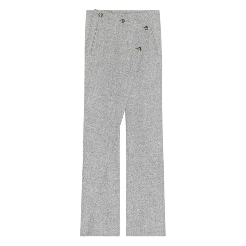 Courrèges  Wide-Leg Trousers With Asymmetrical Cross-Button P Grey