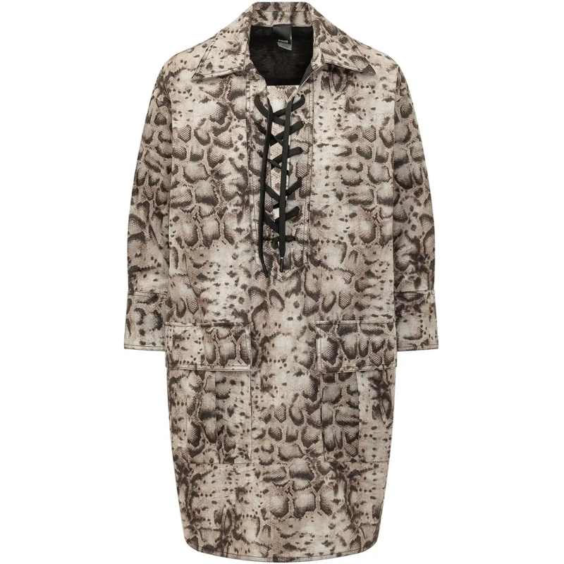 Pinko Midikleid Abito Agra con Spalline e Linea Ampia beige