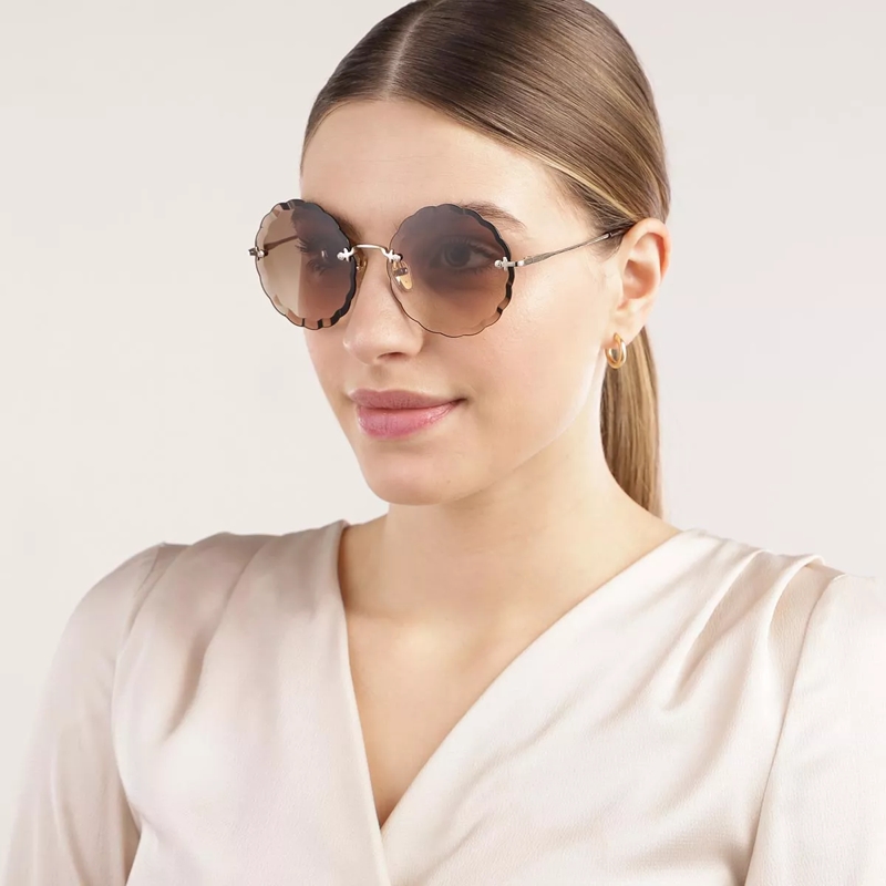 Chloé Sonnenbrille ROSIE rimless rounded metal sunglasses GOLD-GOLD-BROWN(Image 2)