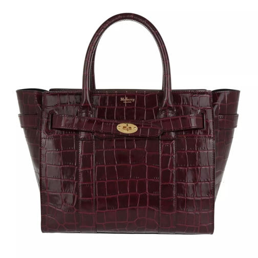 Mulberry Bayswater Small Tote Croco Print Burgundy Tote