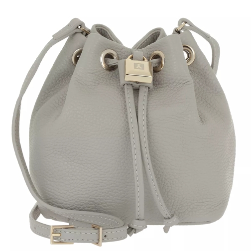 Patrizia Pepe Mini Bucket Bag Padlock Calf Leather Warm Grey Bucket Bag