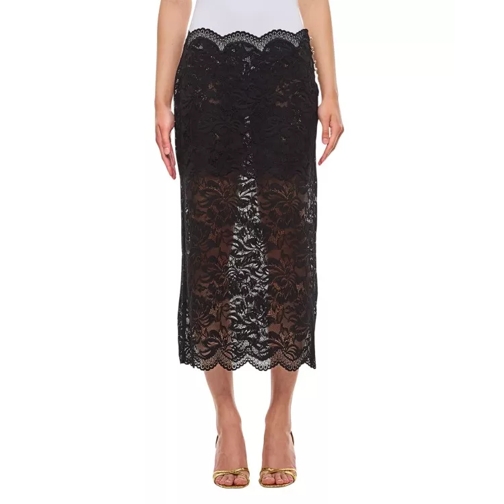 Paco Rabanne Lace Long Midi Skirt Black 