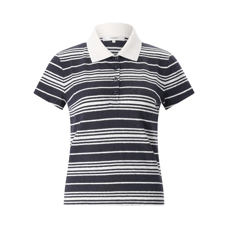 FRAME Polohemd Gestreiftes Poloshirt dunkelblau