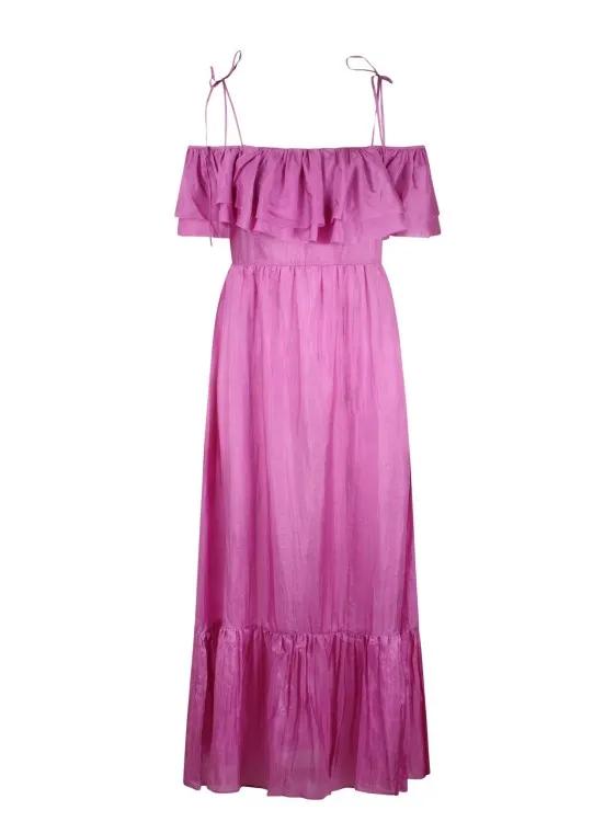 The Rose Ibiza - Ruffled Silk Long Dress - Größe M - pink