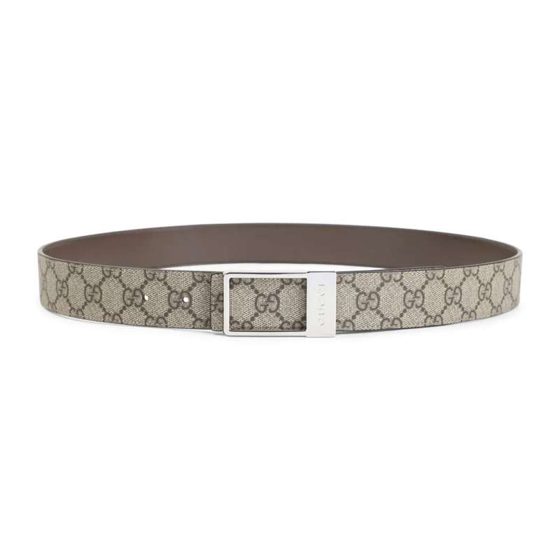 Gucci Gürtel Nude Patterned Monogram Belt With Polished Silver  Neutrals