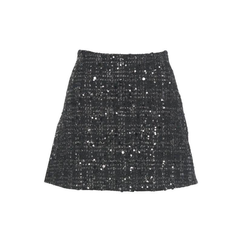 Add Minirok A-Line Mini Skirt Adorned With Sparkling Sequins Black