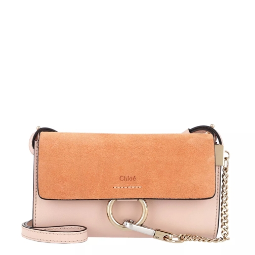 Chloé Faye Wallet On Strap Suede Cement Pink Borsetta a tracolla