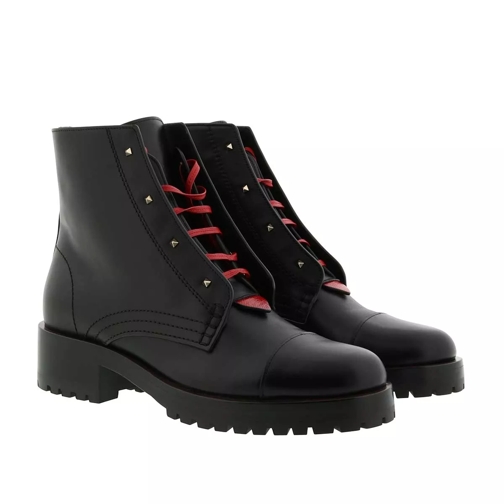 Valentino Garavani Combat Boots Leather Black Schnürstiefel