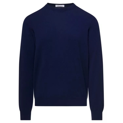 Gaudenzi Blue Crewneck Sweater With Long Sleeves In Cashmer Blue 