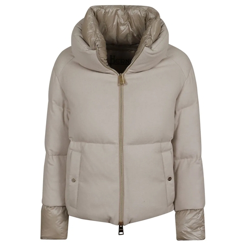 Herno Übergangsjacke Bomber Down Jacket In Cash, Silk And Nylon Grey