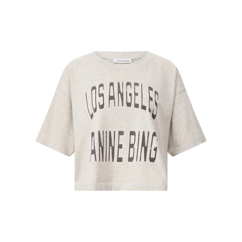 Anine Bing Hemd Cropped T-Shirt Johnny Grau