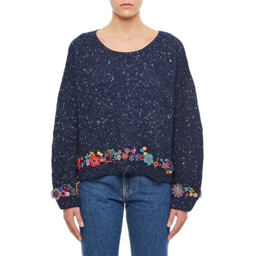 Pero  Knit Oversize Sweater Blue