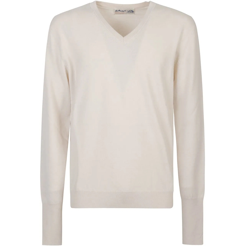 Ballantyne  Plain V-neck Sweater White weiß