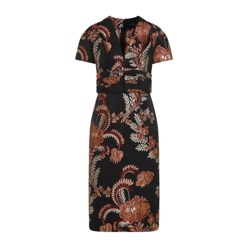 Etro Robes midi Jacquard Black Polyester Long Dress Black