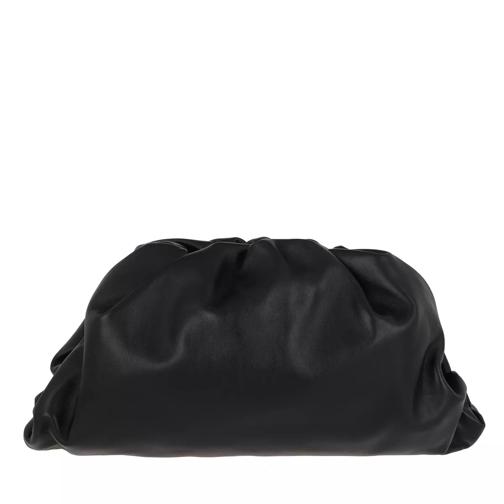 Bottega Veneta Pouch Bag Leather Black Silver Clutch