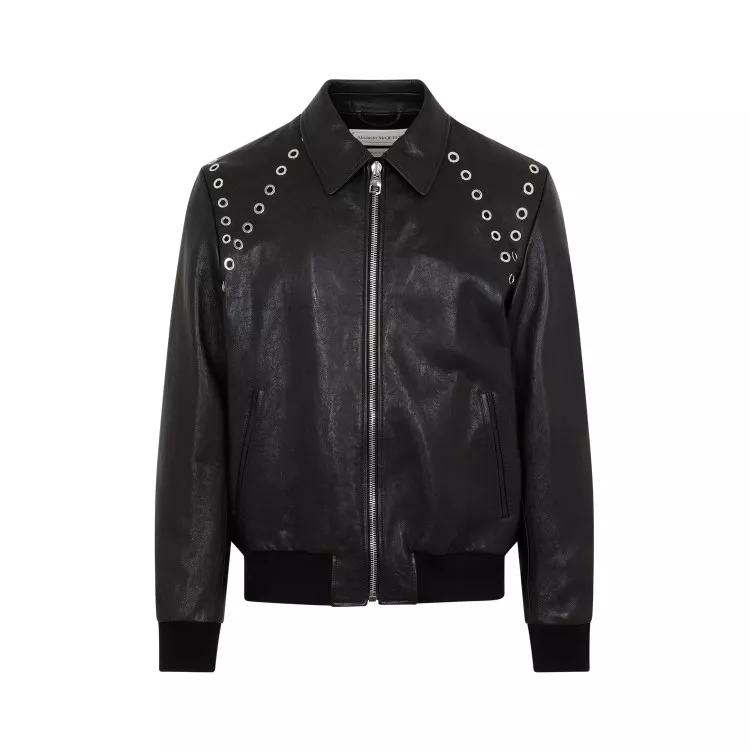 Alexander McQueen - Black Leather Jacket - Größe 52 - black