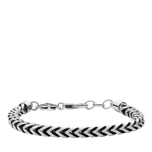 Diesel Stainless Steel and Nylon Chain Bracelet DX1 Silver Armband