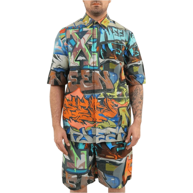 Off-White Legeres Oberteil Heren Neen Allover Over S/S Shirt Mu grün