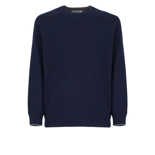 Brunello Cucinelli Pullover Blue Virgin Wool, Cashmere And Silk Sweater Blue