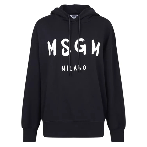 MSGM Black Cotton Hoodie Black Sweatshirts