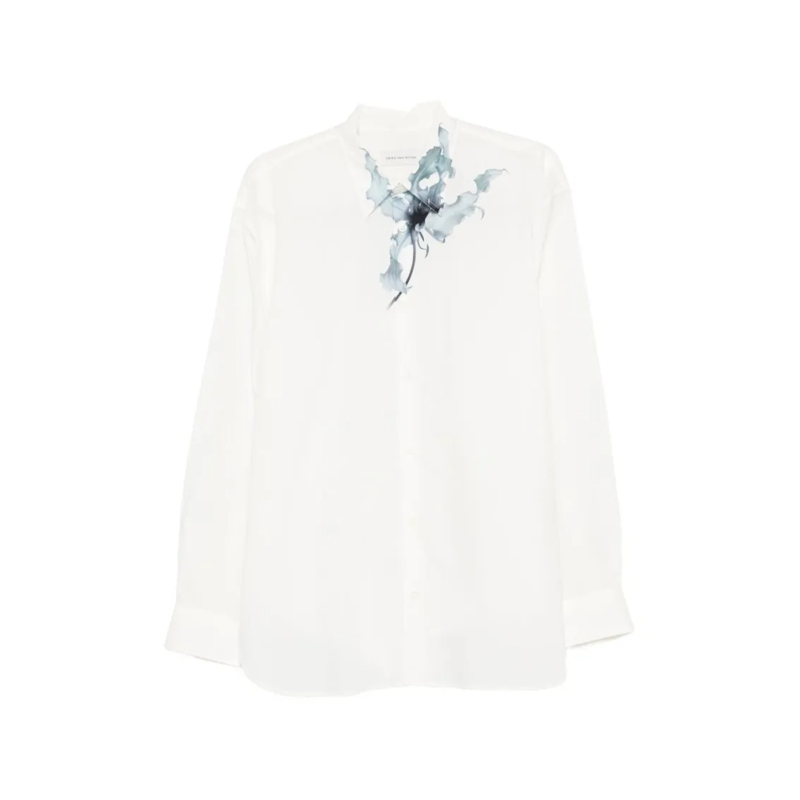 Dries Van Noten Hemd White Floral Print Shirt White