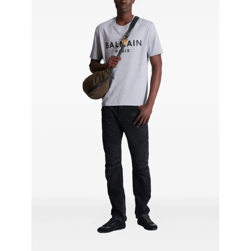 Balmain Jeans Slim Fit Jeans With Ribbed Detailing Black