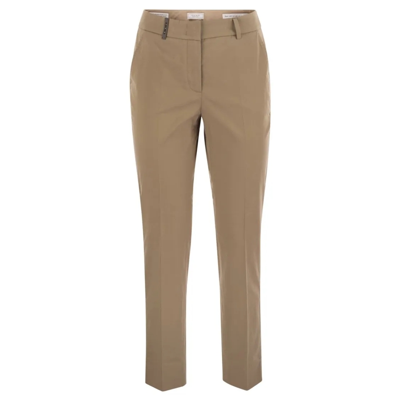 Peserico  Light Cotton Satin Cigarette Trousers Neutrals