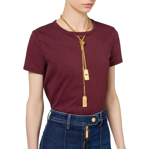 Elisabetta Franchi T-Shirts T-shirt Bordeaux Chaine gold Plaques Elisabetta Fr mehrfarbig