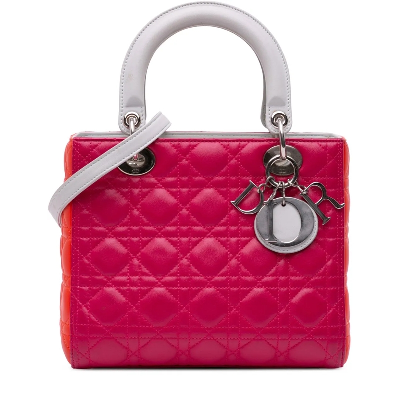 Christian Dior Schultertasche Medium Tricolor Lambskin Cannage Lady Dior rose