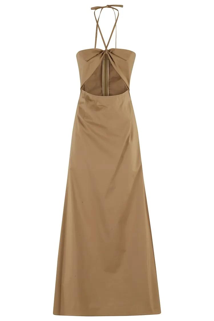 Thumbnail - Federica Tosi - Cut-Out Halter Neck Top With Back Zip Closure - Größe 38 - beige