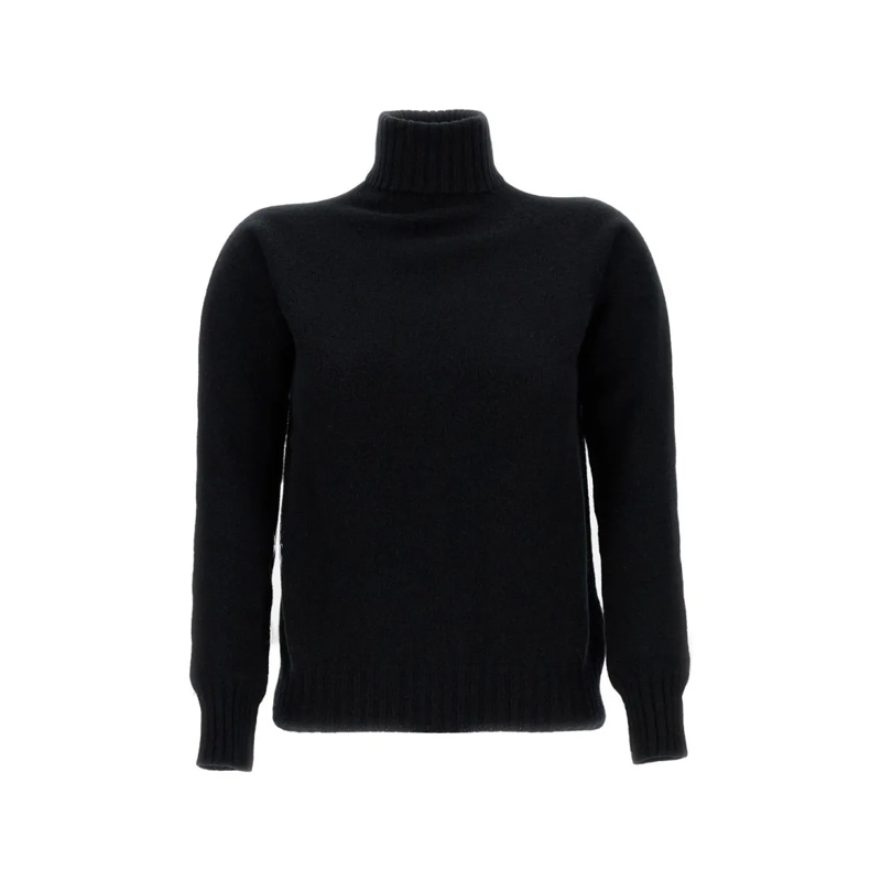 Drumohr Pull à col roulé Wool Knit Turtleneck Sweater With Ribbed Collar Black