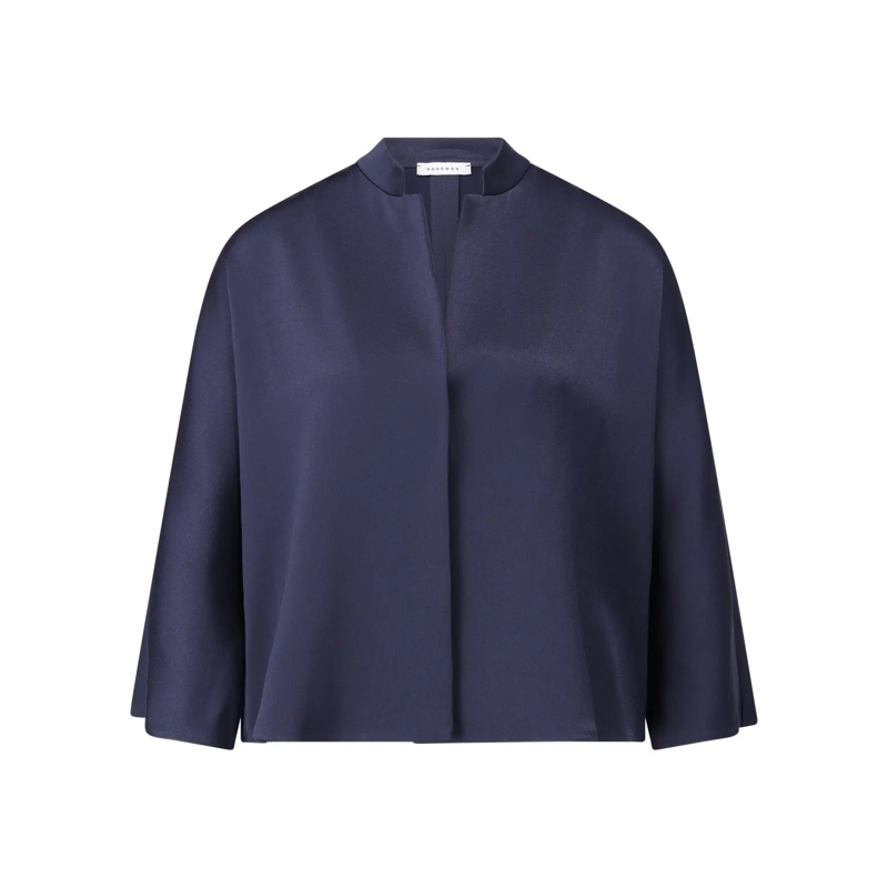 Rosso35  Oversized Blusenshirt aus Satin Navy