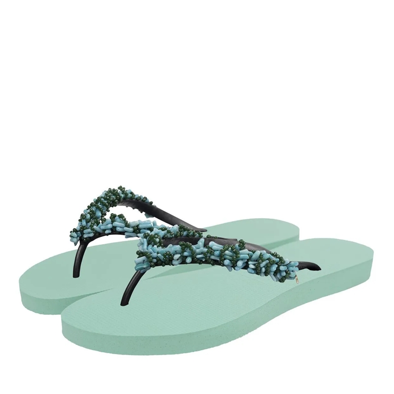 UZURII Flip Flops Zehentrenner Selena Diamond Silver mintgrün(Image 2)