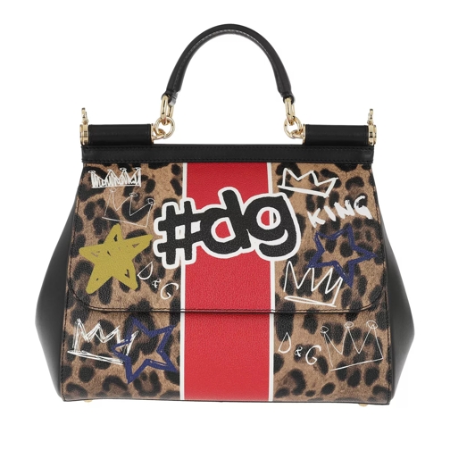 Dolce&Gabbana Sicily Media Bag Calf Leather Leo Graffiti Axelremsväska