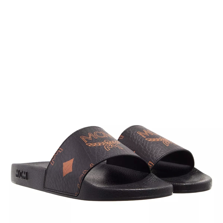 Womens black best sale mcm slides