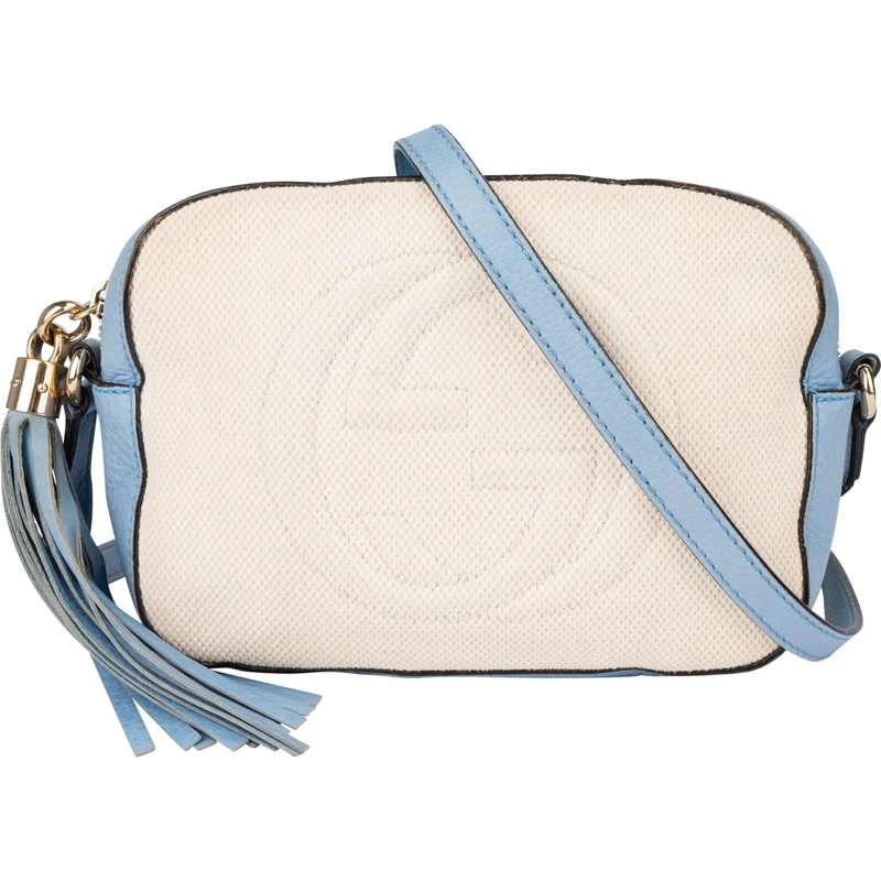 Gucci Schultertasche Gucci Bicolor GG Soho Crossbody Bag blau