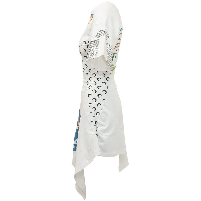Marine Serre Robe midi Abito al Ginocchio con Stampa e Maniche Corte weiß(Image 3)