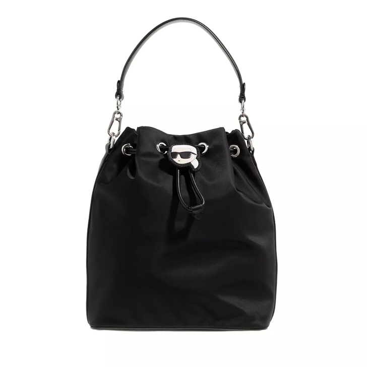 Karl Lagerfeld Ikonik Nylon Bucket Black Bucket Bag