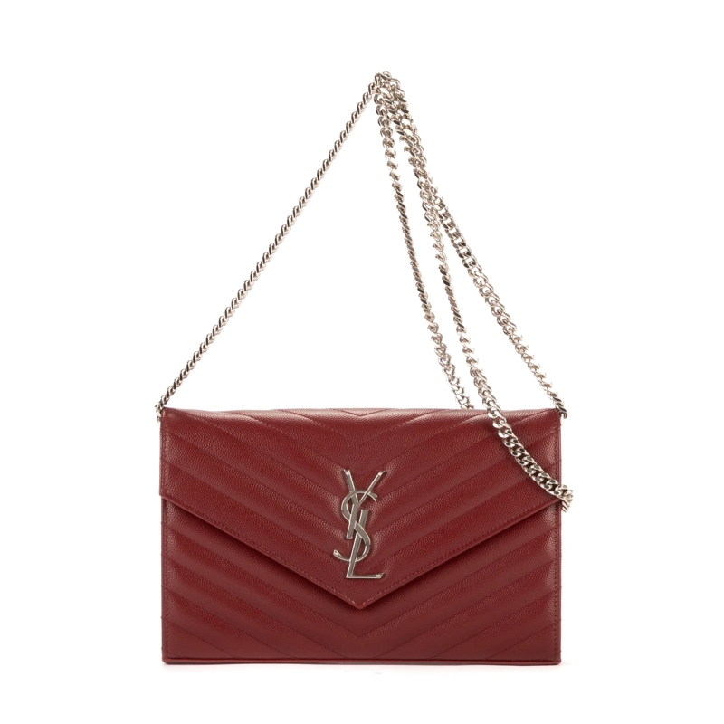 Saint Laurent Crossbody Bag Enveloppe Chain Wallet burgund