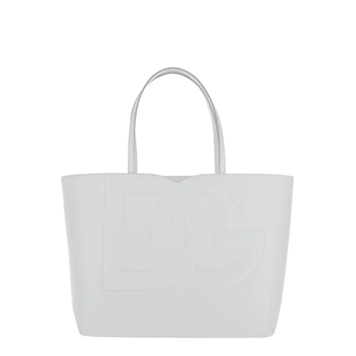 Dolce&Gabbana Dg Logo' White Medium Shopper In Leather White Shoppingväska