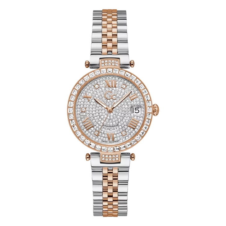 GC Flair Crystal Silver Rose Gold Quartz Watch