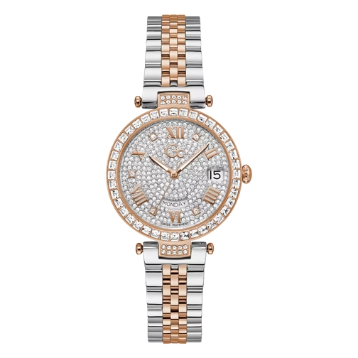 GC Flair Crystal Silver & Rose Gold Quartz Watch