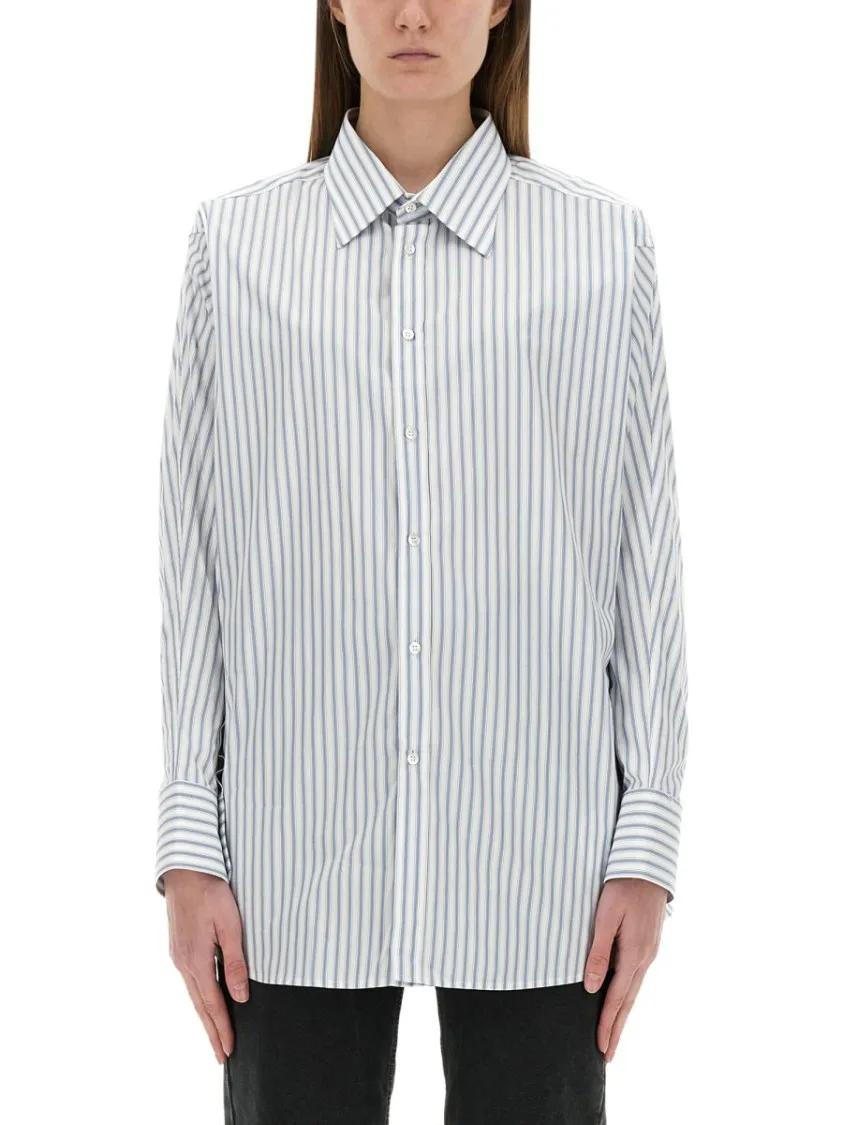 Thumbnail - Maison Margiela - Striped Cotton Shirt - Größe 46 - blue
